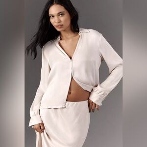 Anthropologie Long-Sleeve Silky Top